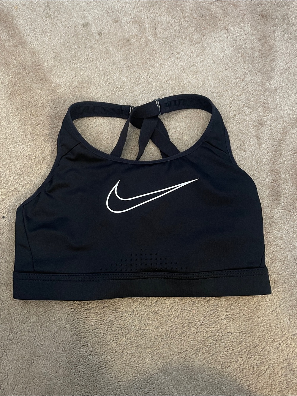 Nike Black Sports Bra with White Swoosh